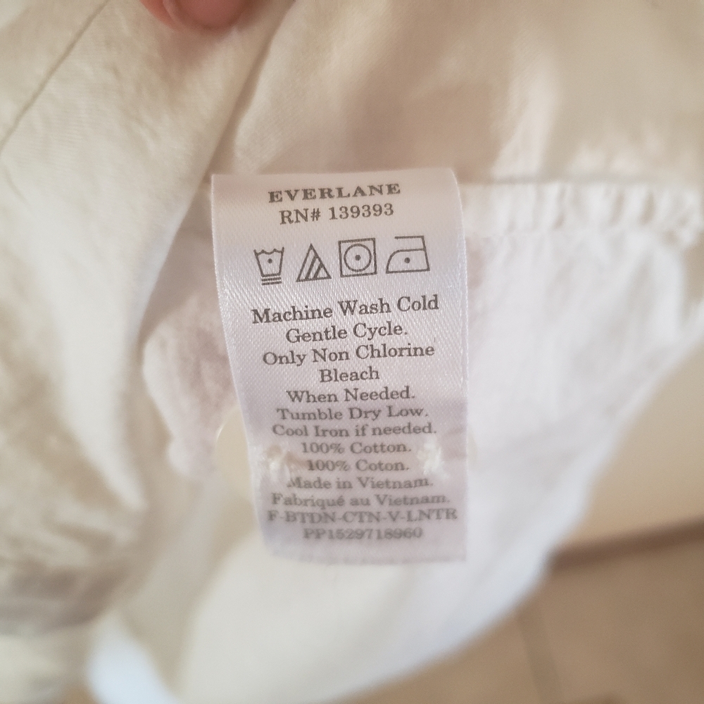 Everlane‎ Collarless White Button-Up Blouse 00 - Picture 7 of 9